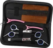 HONITANO 7pcs Set Hairdressing Tool Set with Storage Box Professional Barber Scissors Combs and Hair Clips for Men Women and Pets Ergonomic Design for Beginners Color