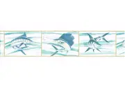 Swordfish Sailfish Fish Frame Texture Sheen Teal Blue Wallpaper Border