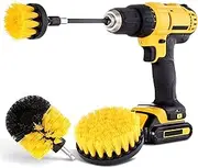 Drill Brush Attachment Set - Power Scrubber Brush Cleaning Kit - All Purpose Drill Brush for Bathroom Surfaces, Grout, Floor, Tub, Shower, Tile, Corners and Kitchen - Medium, Yellow