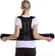 Adult Shoulder Posture Corrector Scoliosis Back Brace for Men and Women, Full Back Support Belt Adjustable Neck Clavicle Support Improve Back Posture and Prevent Hunchback (Color : Gray, Size : Medi