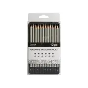 12pc Jasart Studio Graphite Sketch Pencil Tin Set Art Portraiture/Drawing Grey