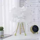 14.5 In. Gold Tripod Table Lamp with White Feather