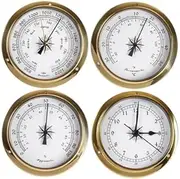 YFVMYBAF 4Pcs Barometer Thermometer Hygrometer Clock Set,High Precision Outdoor Fishing Barometer,Wall Hanging Metal Analog Weather Station,Suitable for Living Room,Warehouse,Office,Sailing(4.5in)