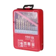 19Pcs M2 HSS 6542 Twist Drill Bit Set 1-10mm Titanium Coated Drill Bit with Metal Box for Wood Metal Drilling