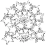 Nail Gems for Nails 20pcs Silver Star Charms Fashionable Rhinestones Nail Art Supplies