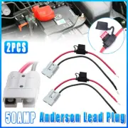2x Anderson Lead 50 amp 50A plug Battery Connector Fuse Holder cable lead 300mm