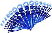 [Abbraccia] 50 Pieces Jewelry Set 14G 00G O Acrylic Cone Plugs And Silicone Tunnels