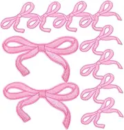 TOKIDNY 10pcs Cute Pink Bow Iron Embroidery Patches for DIY Clothing Hats Bags Jackets Durable Appliques for Fashion Creative Projects