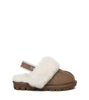 UGG Slippers Kids Double Faced Sheepskin Girls Strap Slingback Shoes Waffle Plus