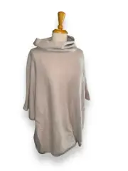 ST. JOHN Soft 100% Wool Cowl Neck Short Slv Pullover Oyster Gray sz M New $795