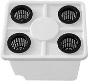 Generic Hydroponic Planting Bucket for Indoor Growth Deep Water Culture Container, White with4 Hole lid, as described