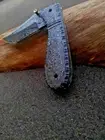 Beautiful Custom Handmade Damascus FOLDING KNIFE -7.5' - with sheath