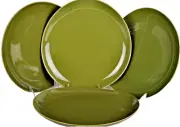 DIANE VON FURSTENBERG DVF Home Pebblestone Avocado Green Dinner Plate Set/4 New