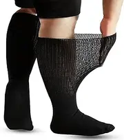 [HiFEN] 3 Pairs Multipack Mens Black Extra Wide Diabetic Socks Comfort Fit Loose Grip Wider Top Warm Cosy Thick Cotton Socks