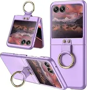 [jiazhiyi] Ring Case for Motorola Razr 40 Ultra, Shockproof Slim and Stylish Case with Ring Holder (Purple)