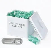 Dishwasher Detergent Pod Container with Lid - Dishwasher Pod Holder for Dishwashing Tablets, Metal Storage Container for Dishwasher in Kitchen for Storage and Organization