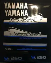 Yamaha OX66 Saltwater decal white & blue send message on horse power you need !