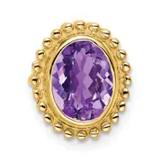 14K Yellow Gold Oval Amethyst Chain Slide