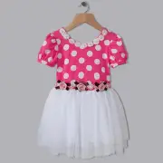 Girls polka dot tutu dress with ribbon rosettes & pearls size 1,2,3,4,5,