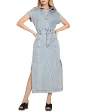 [Belle & Bloom] Sundown Denim Midi Shirt Dress in Blue