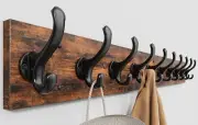 38.6" Rustic Coat Rack Wall Mount with 10 Hooks, Large Coat Hanger Wall Mount, H