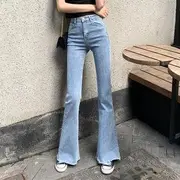 High Waist Bell-Bottom Jeans Black - M