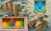 Retro Christmas Tree String Lights 7 Lighted Snow Ice Snowball Bulbs Frosted C7