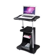 Yescom Rolling Laptop Cart with Storage Height Adjustable Classroom Home Black
