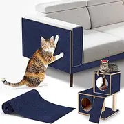 Cat Scratch Protector,Cat Scratch Mat Self-Adhesive Carpet Mat Trimmable (Dark Blue, 23.6"x15.8")