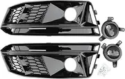 Pair Of Compatible For S4 Style Honeycomb Front Bumper Fog Light Grille W/ACC For Audi A4 S-Line B9 17-18 Car-Styling Front Bumper Grille(Sline B)