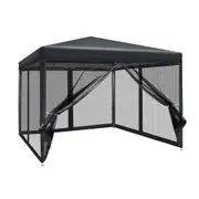 Gazebo Pop Up Marquee 3x3 Wedding Side Mesh Wall Outdoor Gazebos Black