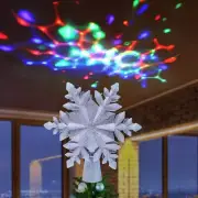 3D Hollow Snowflake Tree Topper with Rotating LED Projector Lights