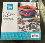 COIN SORTING TRAYS 4 TRAYS AND 40 COIN WRAPPERS INCLUDED POUR & SHAKE PEN + GEAR