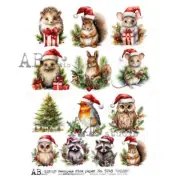 Christmas Animals #2 | A4 Rice Paper | Paper for Decoupage | AB Studios