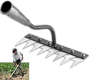 5/6/7/8 Teeth Carbon Steel Garden Weeding Rake, Iron Weeding Rake, for Dethatching, Gardening & Backyard Lawn Loosening (8 Teeth)