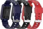 Sporty Wristband Accessories Watch Case Cover Protector Protective Clear TPU Rugged Band Case intended for Fitbit Charge 5 (Nave Blue+Black+Red)