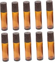 10pcs Wood Grain Cap Roller Bottle Professional Perfume Bottles Cosmetic Containers Roller Bottles Household Perfume Bottles Travel Perfume Bottles Clear Bottles Light Brown Glass/158