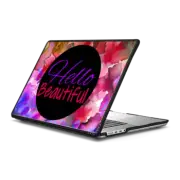 MacBook Pro 16-inch (M1 - M4) Impact Case HELLO BEAUTIFUL - Modern Chic Girly Pretty Ombre Floral Colorful Fine Art Flowers Painting Design Feminine Self-Confidence Inspiration Motivation Typography Quote Bold Design