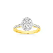 9ct Diamond Cluster Oval Shape Ring