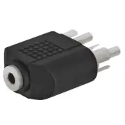 3.5mm Female Mono Jack to 2x RCA Male Plug Audio Cable Adapter Convertor Black