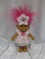Made to fit your 7" TRACEY TROLL, Clothes #21 Crochet Dress & Flower Headband