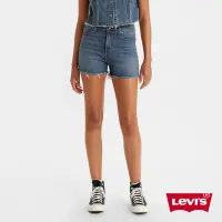 在飛比找Yahoo奇摩購物中心優惠-Levis 女款 高腰修腿牛仔短褲 / 貓鬚褲管 / 彈性布