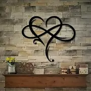 Infinity Heart Wall Decor, Unique Infinity Heart Metal Art Wall Decor Love Sign Steel Wall Plaques Bedroom Ornaments for Home Wedding Decor, Room Living Room D