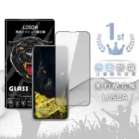 在飛比找momo購物網優惠-【LOSOA】iPhone全型號亮面防窺黑豹鑽石膜玻璃貼14