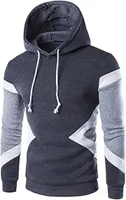 [Muscularfit] Sweatshirts for Men Loose Fit Long Sleeve Color Block Pullover Hooded Outdoor Fashion Sport Gym Workout Hoodies