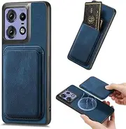 LEMAXELERS Case for Motorola Moto G 5G 2025 Compatible with MagSafe 2 in 1 Detachable Retro Magnetic Leather Wallet Case with Credit Card Slots Cover for Motorola G 5G 2025 Blue SDF