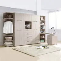 在飛比找momo購物網優惠-【BODEN】珊迪10.6尺北歐風多功能收納書桌衣櫃組合(開