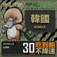 在飛比找momo購物網優惠-【鴨嘴獸 旅遊網卡】韓國eSIM 30日吃到飽 高流量網卡(