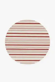 185' Round | Machine Washable Runner Rug | Kid & Pet Friendly | Indoor Rug | Hudson Stripe Red Rug | Ruggable
