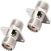 tunghey 2Pack SO239 to SO239 Chassis Mount Connector, SO239 UHF Female to Female 4 Hole Flange Panel Mount Adapter for PL259 UHF Antenna, CB &Am-ateur Radio, Ha-m Radio Transceiver